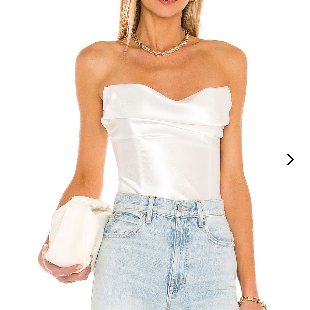 Lovers + Friends White Satin Strapless Top